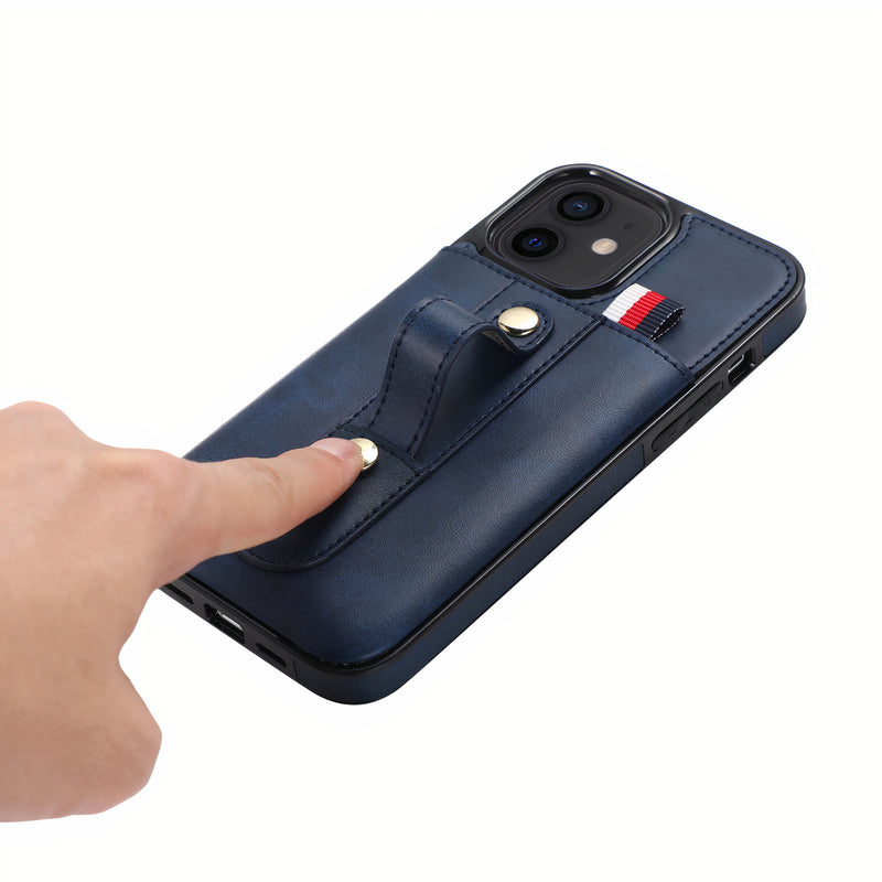 Étui iPhone en cuir artificiel vintage avec sangle pour la main intégrée Coque iPhone Paprikase   