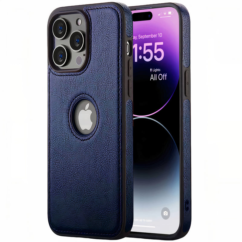 Étui mince iPhone en simili-cuir coloré à bords droits Coque iPhone Paprikase Bleu iPhone 14 Pro Max 