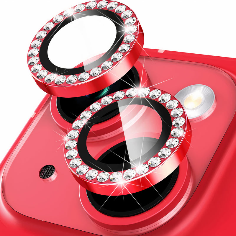 Protège-objectif caméra en aluminium et verre trempé HD pour iPhone à 2 lentilles Protection de caméra iPhone Paprikase Rouge Pierres iPhone 14 Plus