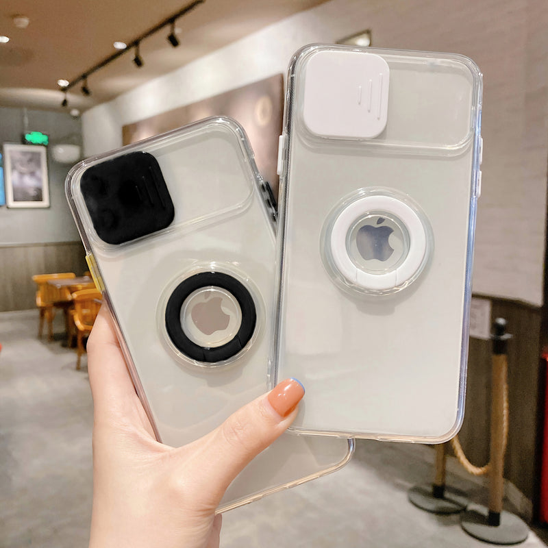 Coque transparente pour iPhone avec protecteur d’appareil photo et anneau pliable Coque iPhone Paprikase   