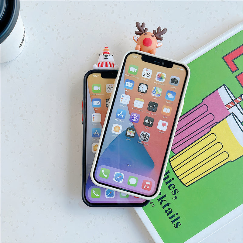 Coque à bords lisse avec porte-cartes et personnage de Noël en 3D pour iPhone Coque iPhone Paprikase   