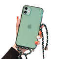 Étui coloré iPhone avec lanière tressée Coque iPhone Paprikase Vert iPhone 7/8/SE 2020/SE 2022 