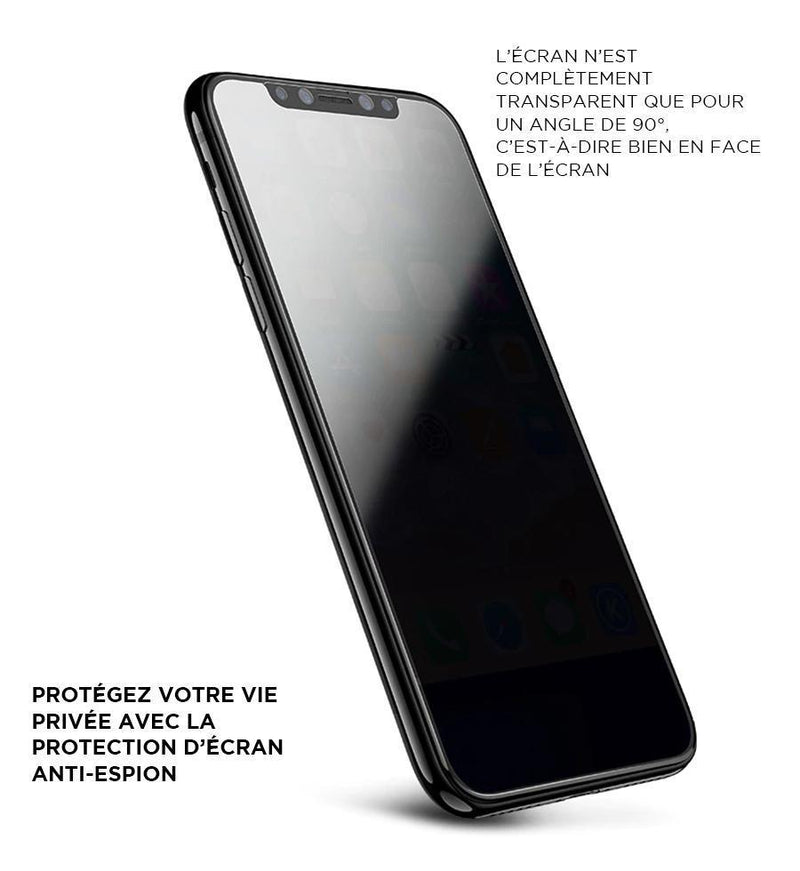Protection d'écran anti-espion verre trempé et bords noirs lisses iPhone Protection d'écran iPhone Paprikase   