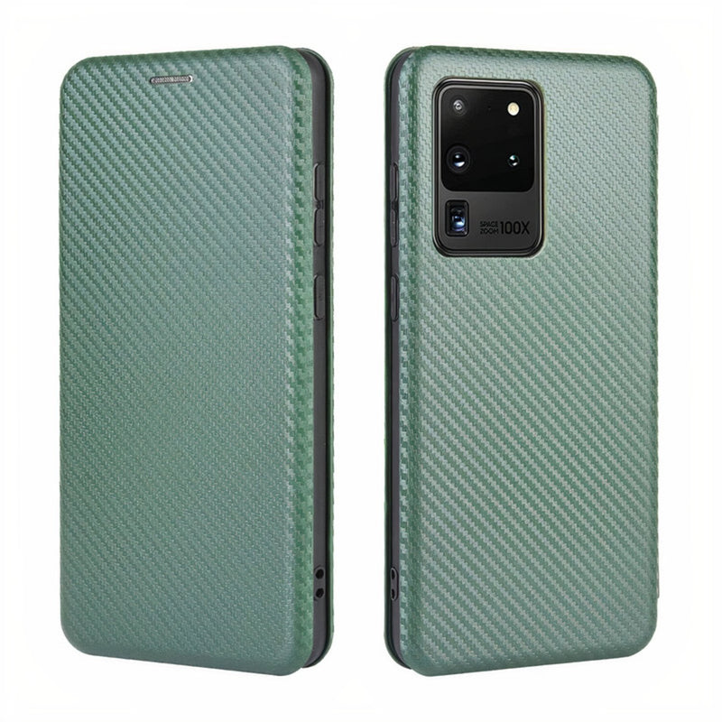 Étui magnétique Samsung Galaxy Note effet fibre de carbone Coque Galaxy Note Paprikase Vert Galaxy Note10 