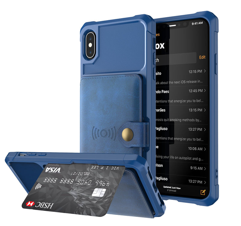 Coque iPhone 2-en-1 anti-choc et portefeuille intégré Coque iPhone Paprikase Bleu iPhone 7 Plus/8 Plus 