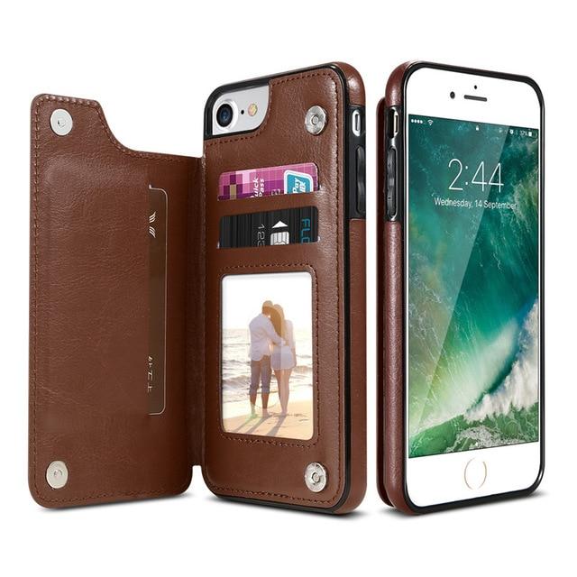 Coque portefeuille iPhone à rabat arrière en cuir non-animal Coque iPhone Paprikase Marron iPhone 7/8/SE 2020/SE 2022 