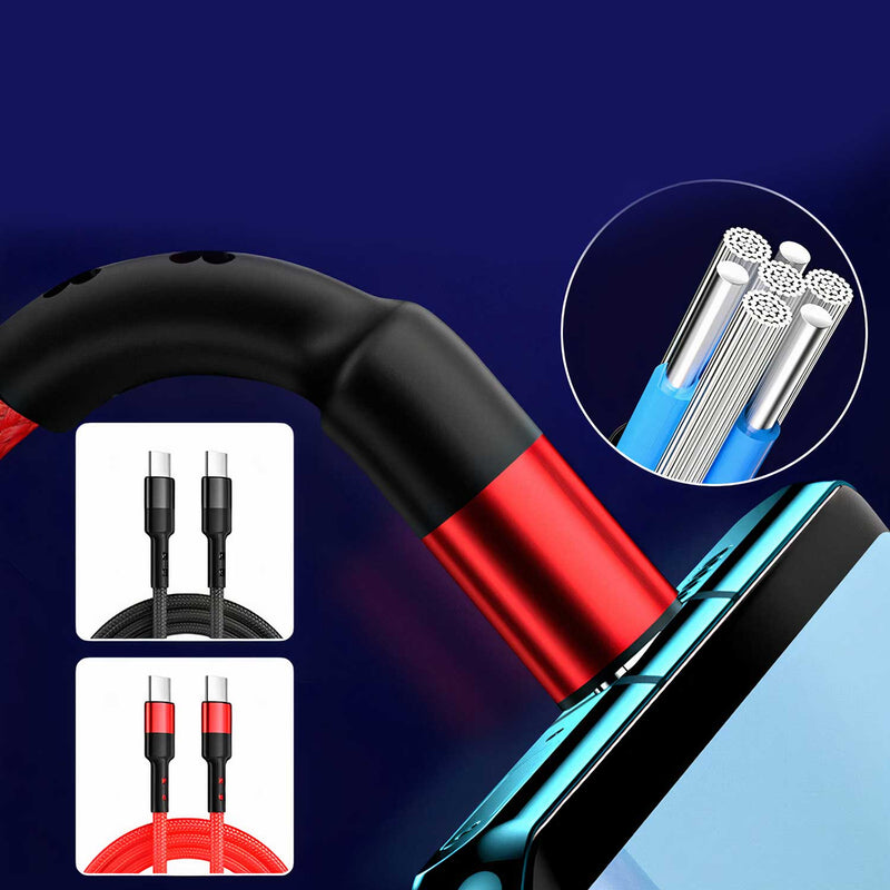 Câble USB-C vers USB-C en nylon tressé compatible chargement rapide Câble Paprikase   