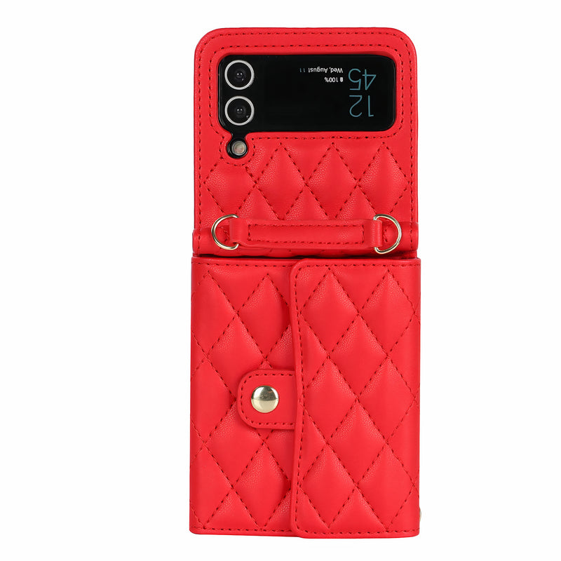 Étui en cuir artificiel matelassé Samsung Galaxy Z avec avec porte-monnaie et bandoulière Coque Galaxy Z Paprikase Rouge Galaxy Z Flip4 