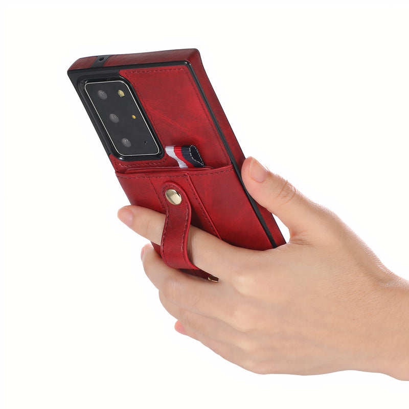 Étui Samsung Galaxy Note en cuir artificiel vintage avec sangle pour la main intégrée Coque Galaxy Note Paprikase   
