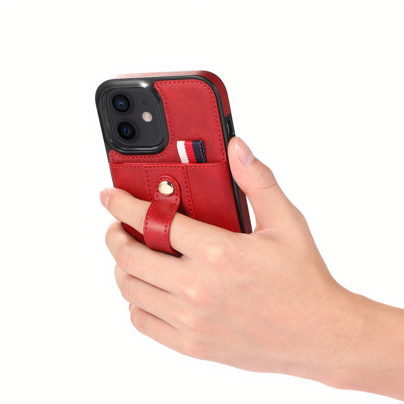 Étui iPhone en cuir artificiel vintage avec sangle pour la main intégrée Coque iPhone Paprikase   