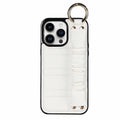 Étui iPhone de luxe en simili-cuir avec bracelet rembourré plissé anti-perte Coque iPhone Paprikase Blanc iPhone 14 Pro Max 