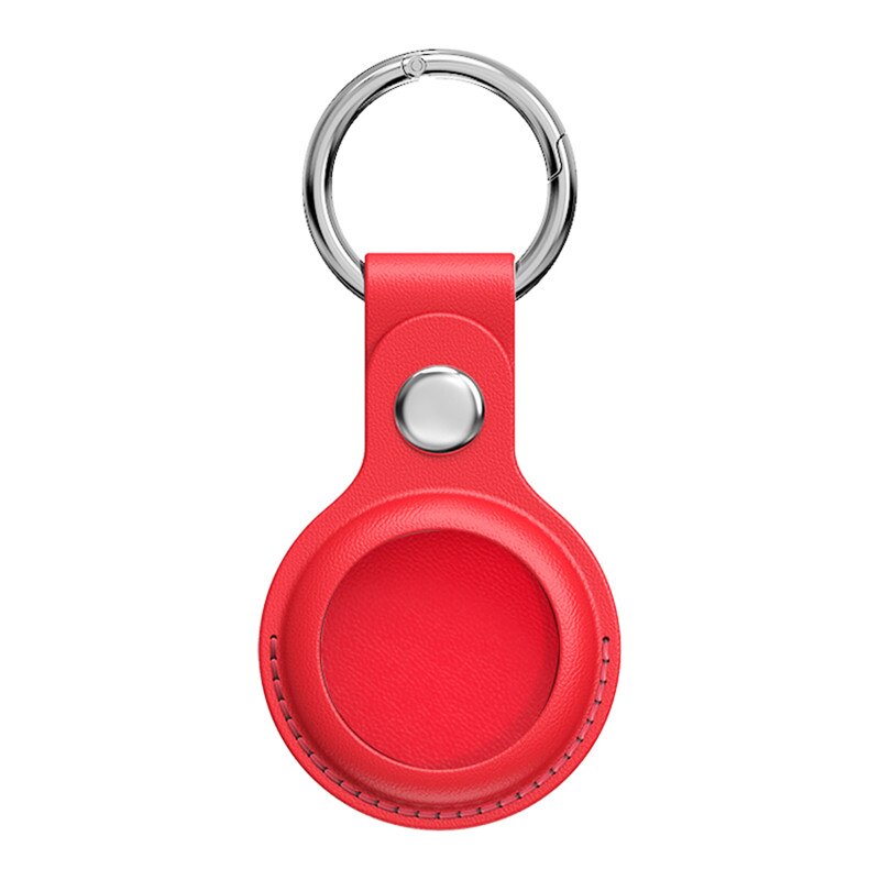 Coque porte-clés AirTag en cuir artificiel avec face arrière fermée Coque AirTag Paprikase Rouge  