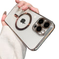 Étui transparent iPhone compatible MagSafe bords métallisés Coque iPhone Paprikase Gris iPhone 14 Pro Max 