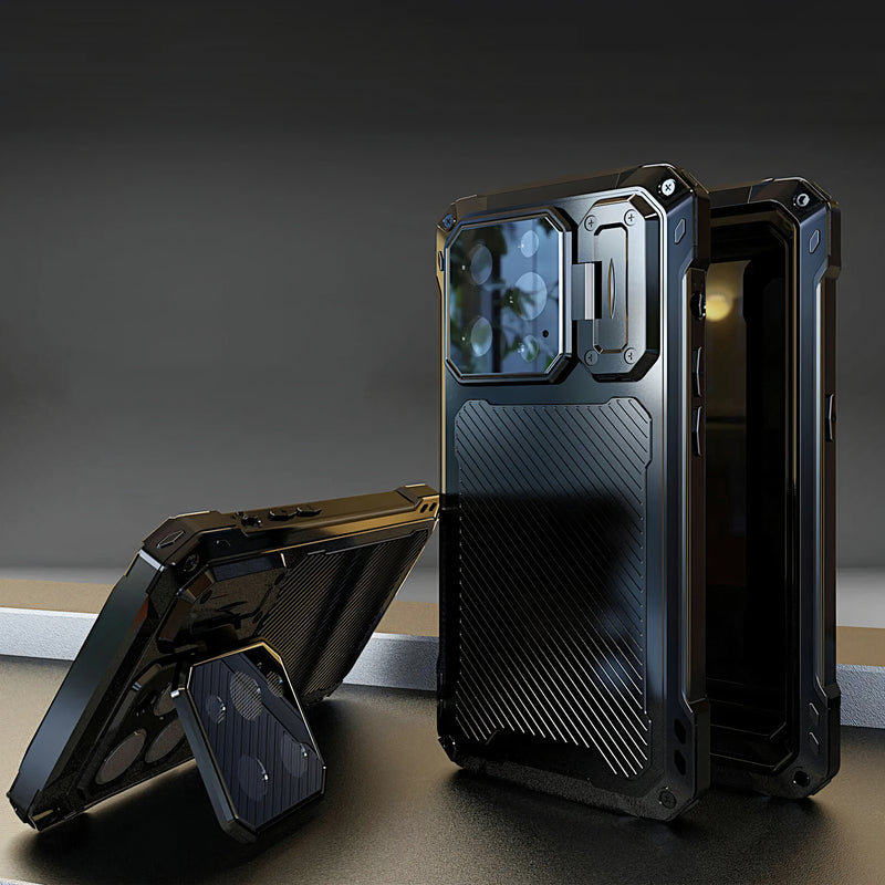 Coque militaire résistante iPhone avec écran en verre trempé intégré et cache de protection pour l'appareil photo Coque iPhone Paprikase   