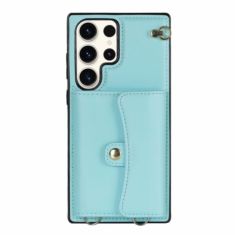 Étui en cuir artificiel Samsung Galaxy S avec porte-monnaie, lanière et bandoulière Coque Galaxy S Paprikase Turquoise Galaxy S23 Ultra 