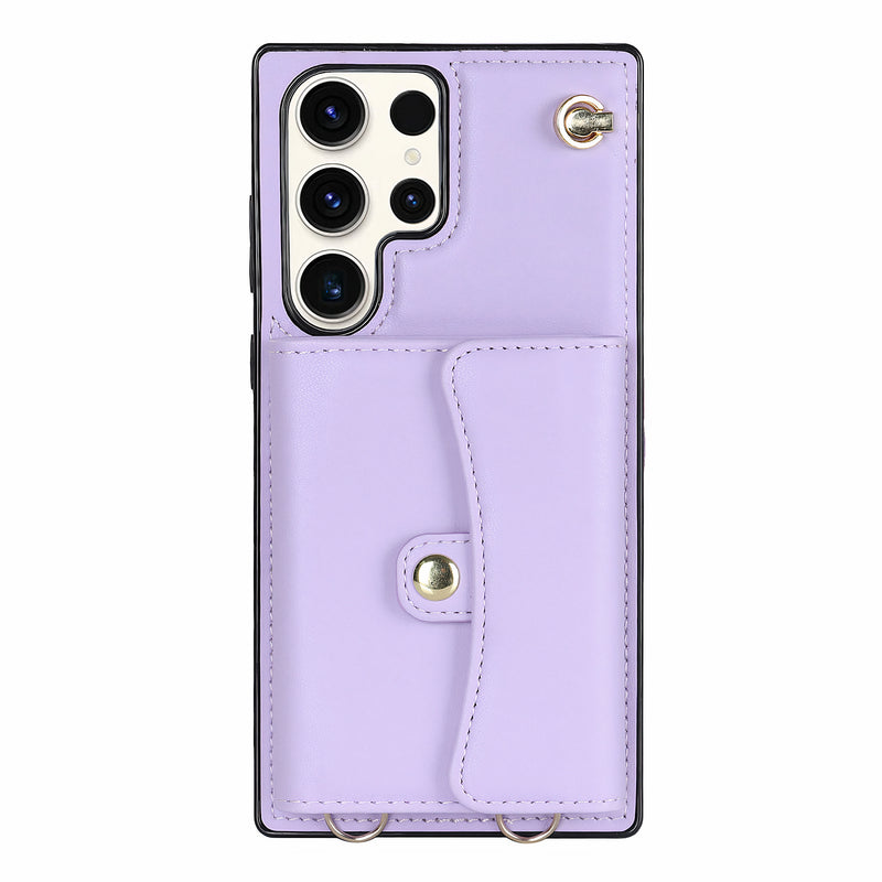 Étui en cuir artificiel Samsung Galaxy S avec porte-monnaie, lanière et bandoulière Coque Galaxy S Paprikase Violet Galaxy S23 Ultra 