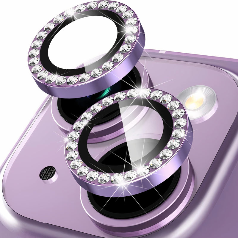 Protège-objectif caméra en aluminium et verre trempé HD pour iPhone à 2 lentilles Protection de caméra iPhone Paprikase Violet Pierres iPhone 14 Plus