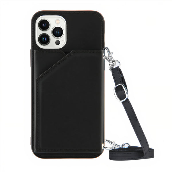 Étui iPhone en cuir avec porte-monnaie support et lanière Coque iPhone Paprikase Noir iPhone 14 Pro Max 