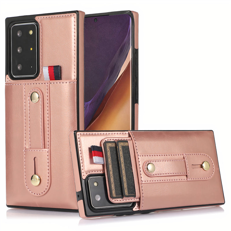 Étui Samsung Galaxy Note en cuir artificiel vintage avec sangle pour la main intégrée Coque Galaxy Note Paprikase Rose Or Galaxy Note20 Ultra 