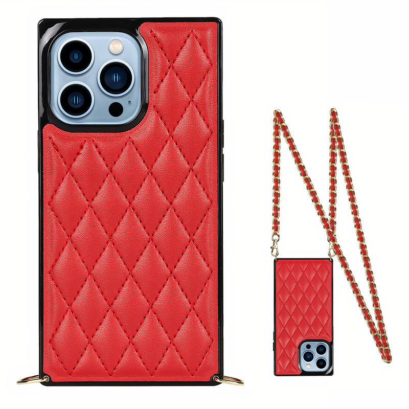 Coque iPhone colorée effet matelassé luxueux et lanière raffinée Coque iPhone Paprikase Rouge iPhone 14 Pro Max 