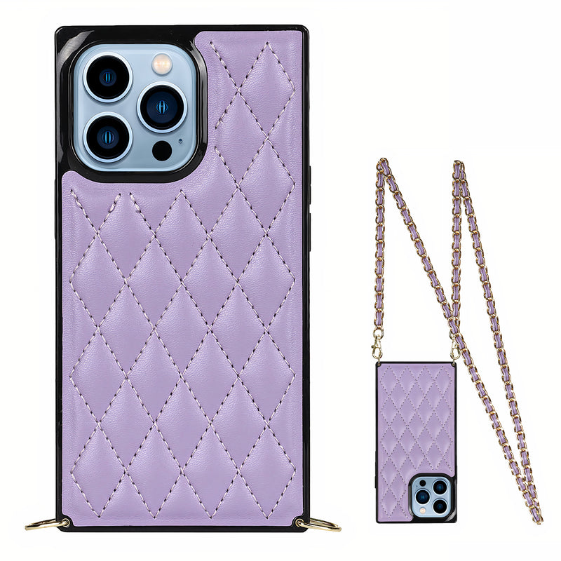 Coque iPhone colorée effet matelassé luxueux et lanière raffinée Coque iPhone Paprikase Violet iPhone 14 Pro Max 