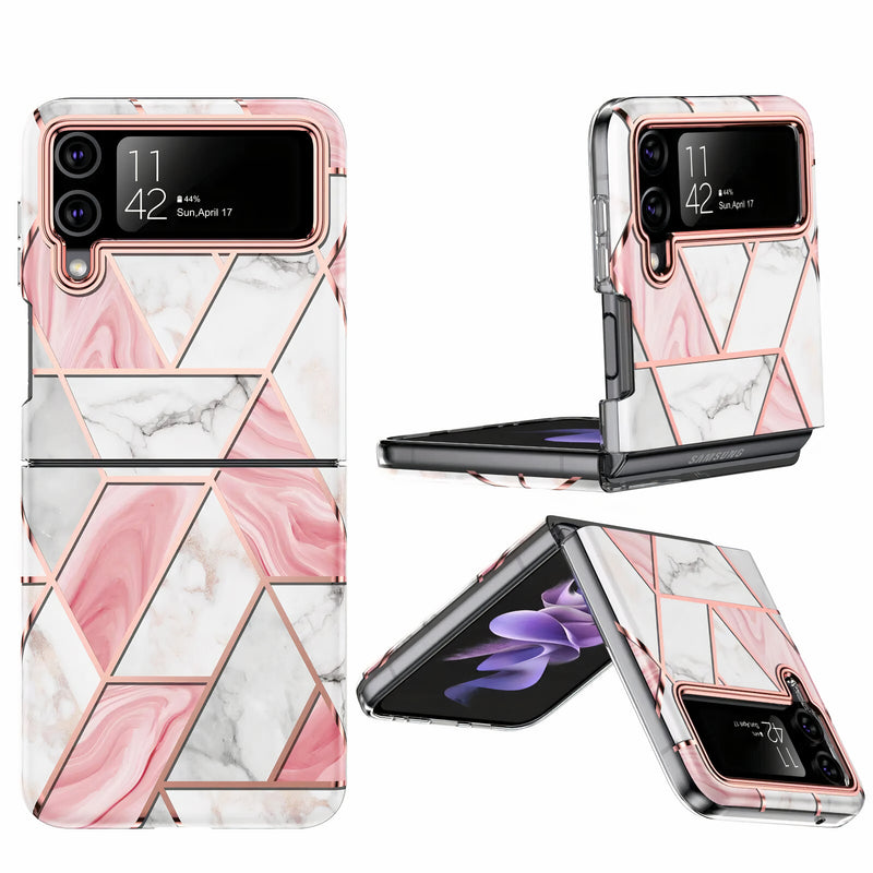 Coque Samsung Galaxy Z en deux parties géométriques en marbre rose et or Coque Galaxy Z Paprikase   