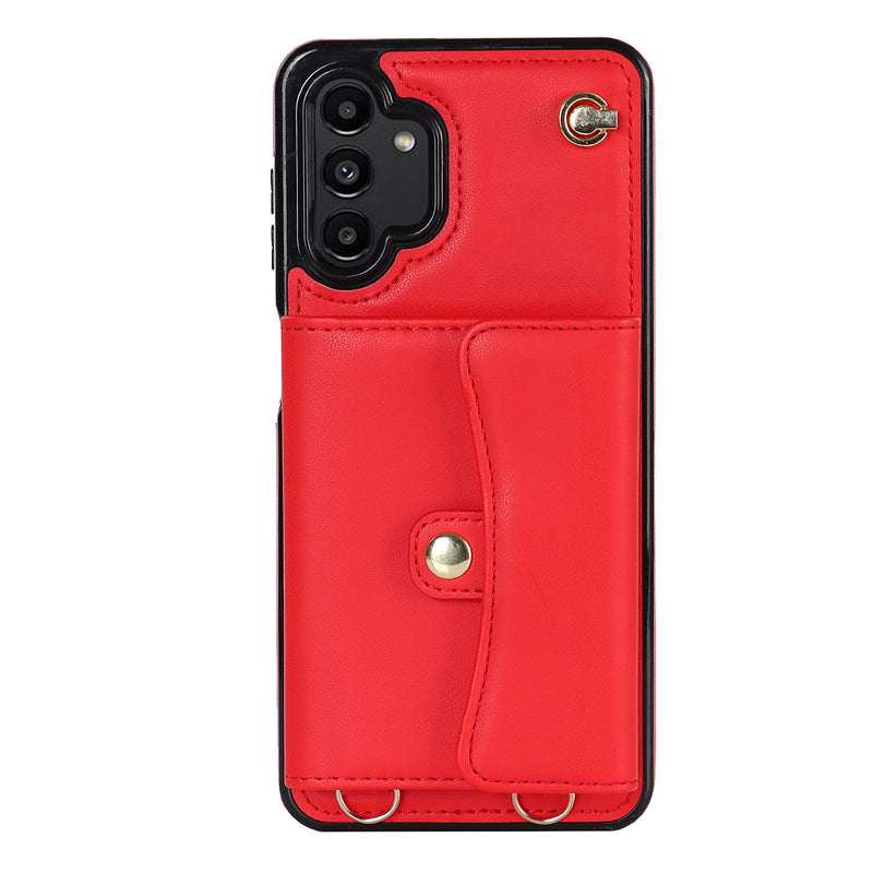 Étui en cuir artificiel Samsung Galaxy A avec porte-monnaie, lanière et bandoulière Coque Samsung Paprikase Rouge Galaxy A14 