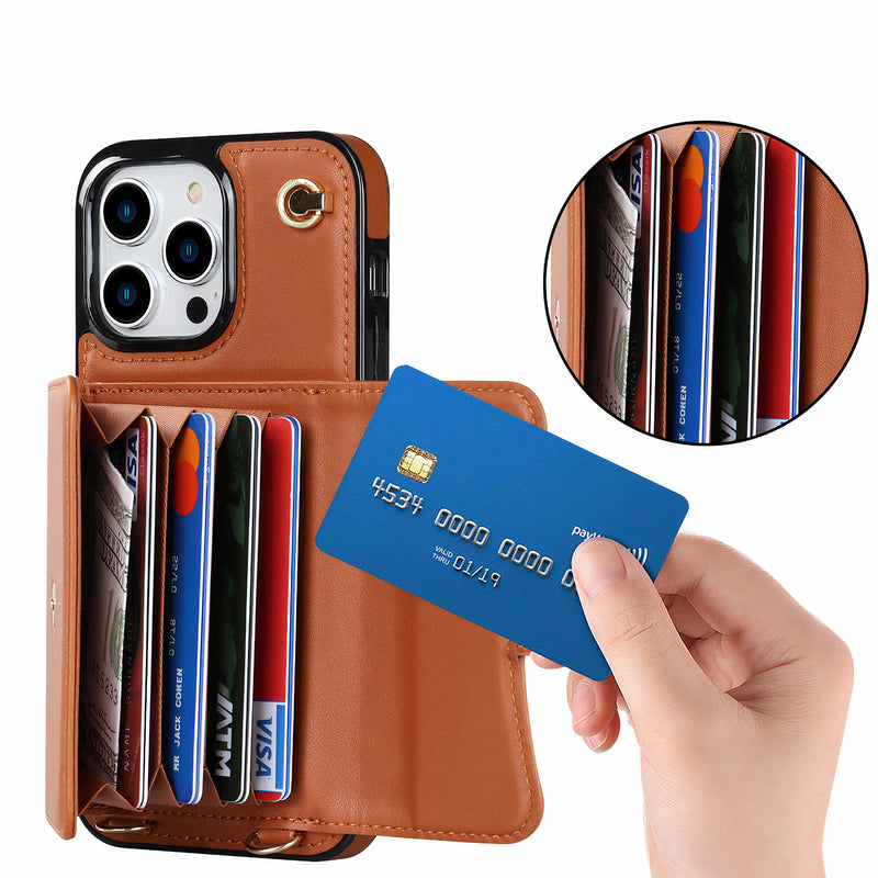 Étui en cuir artificiel iPhone coloré avec porte-monnaie et bandoulière Coque iPhone Paprikase   