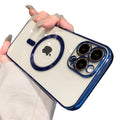 Étui transparent iPhone compatible MagSafe bords métallisés Coque iPhone Paprikase Bleu iPhone 14 Pro Max 