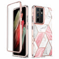 Coque Samsung Galaxy S en deux parties géométriques en marbre rose et or Coque Galaxy S Paprikase Rose Or Galaxy S23 Ultra 