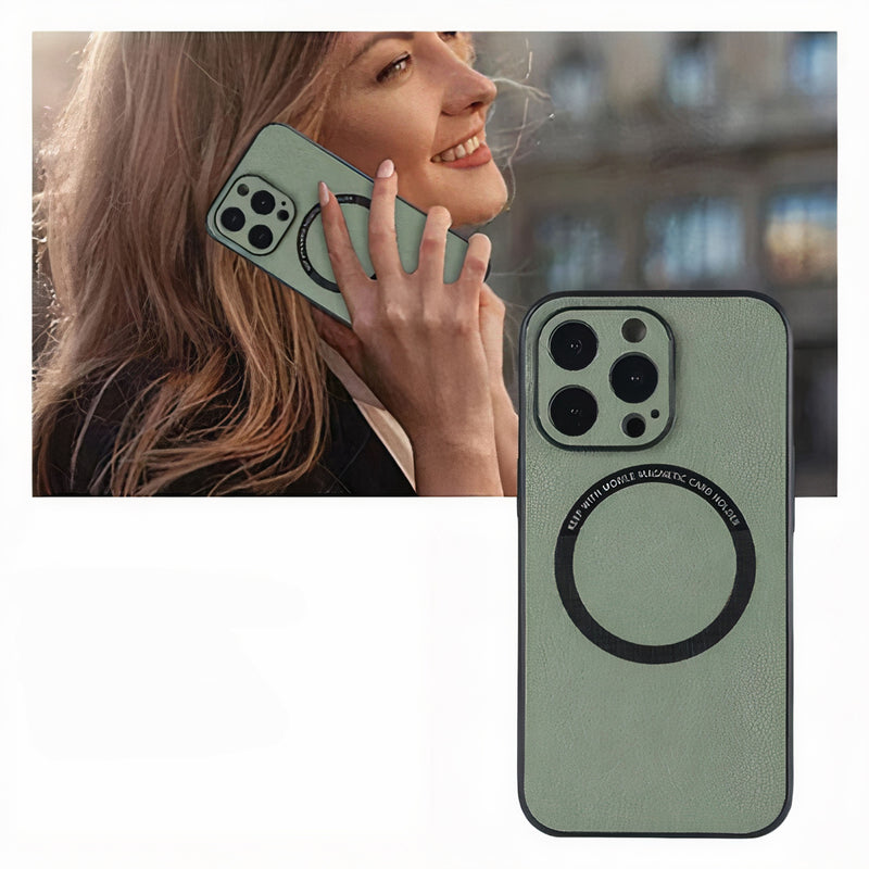 Étui iPhone en simili-cuir résistant aux chocs, compatible MagSafe, avec protection de l'appareil photo Coque iPhone Paprikase   