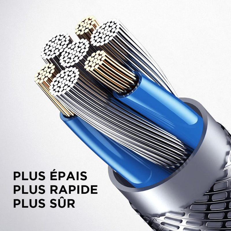 Câble coloré USB vers Lightning en nylon tressé 0,2 m/1 m/2 m/3 m Câble Paprikase   