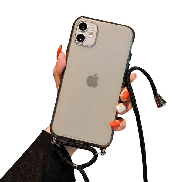 Étui coloré iPhone avec lanière tressée Coque iPhone Paprikase Noir iPhone 11 Pro 