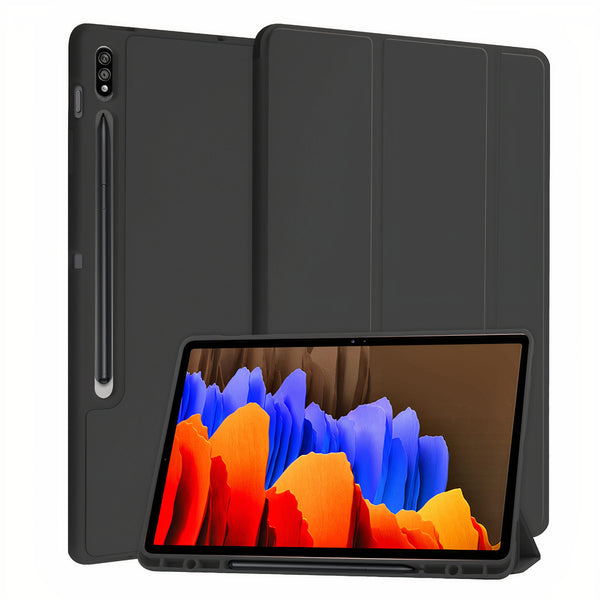 Étui pliable intelligent avec porte-stylet et rabat pour Galaxy Tab S Coque Galaxy Tab S Paprikase Noir Galaxy Tab S7/S8 