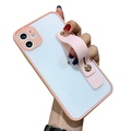 Étui mignon iPhone en silicone mat avec bande support Coque iPhone Paprikase Rose iPhone XS Max 
