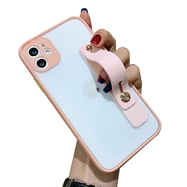 Étui mignon iPhone en silicone mat avec bande support Coque iPhone Paprikase Rose iPhone 7/8/SE 2020/SE 2022 