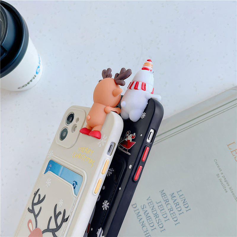 Coque à bords lisse avec porte-cartes et personnage de Noël en 3D pour iPhone Coque iPhone Paprikase   