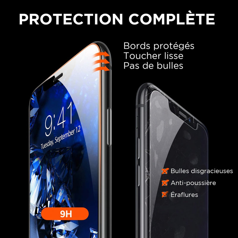 Protection d'écran verre trempé avec bords noirs iPhone Protection d'écran iPhone Paprikase   