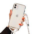 Étui coloré iPhone avec lanière tressée Coque iPhone Paprikase Blanc iPhone 7/8/SE 2020/SE 2022 