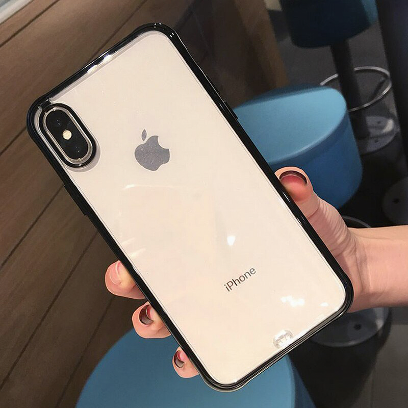 Coque iPhone transparente avec bords de couleur unie Coque iPhone Paprikase   