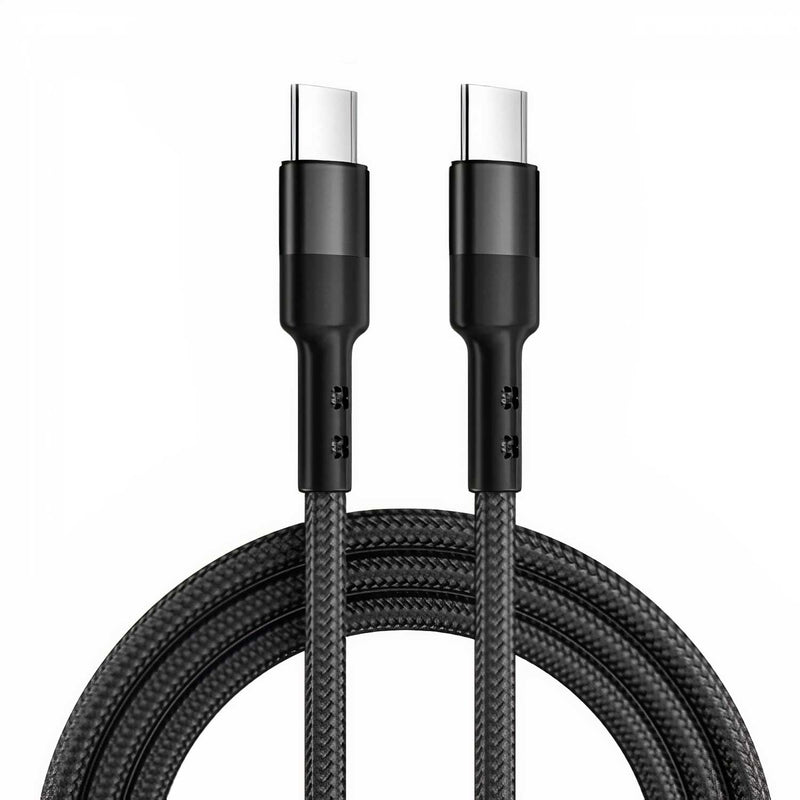Câble USB-C vers USB-C en nylon tressé compatible chargement rapide Câble Paprikase Noir 1 m 