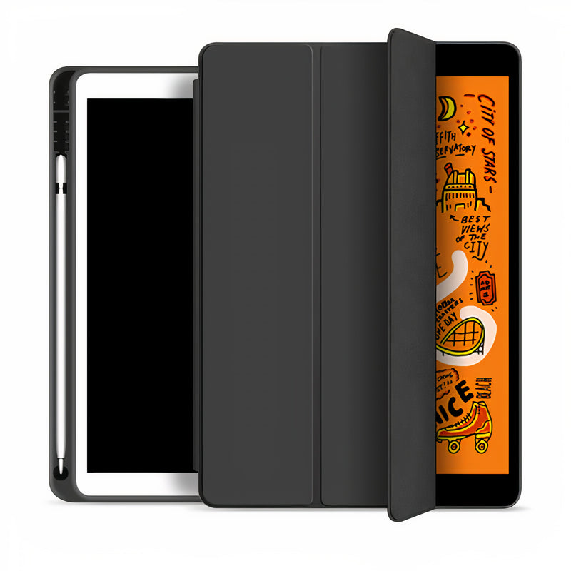 Étui pliable intelligent avec porte-stylet et rabat pour iPad Coque iPad Paprikase Noir iPad 7/8/9 