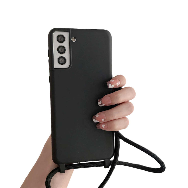 Coque lisse colorée à cordon pour Samsung Galaxy S Coque Galaxy S Paprikase Noir Galaxy S21 Ultra 