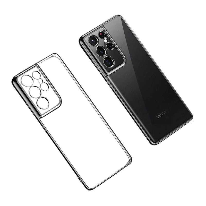 Coque transparente ultra fine bords métallisés pour Samsung Galaxy S Coque Galaxy S Paprikase Noir Galaxy S21 Ultra 