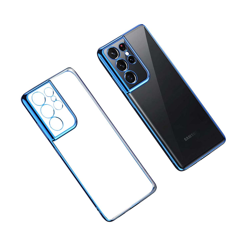 Coque transparente ultra fine bords métallisés pour Samsung Galaxy S Coque Galaxy S Paprikase Bleu Galaxy S21 Ultra 