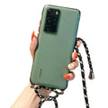 Coque semi-opaque colorée avec cordon tressé pour Huawei Y Coque Huawei Y Paprikase Vert Y6s/Y6 2019 