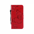 Étui rabat similicuir brillant avec porte-cartes et dragonne pour Xiaomi Redmi Coque Xiaomi Redmi Paprikase Rouge Papillon Redmi 10 4G 2021/2022/Prime 2022