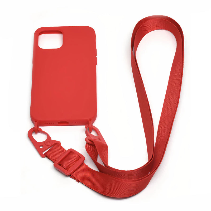 Coque iPhone ultra fine toucher silicone avec bandoulière mousqueton Coque iPhone Paprikase Rouge iPhone 13 Pro Max 