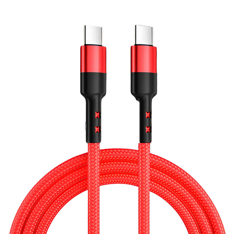 Câble USB-C vers USB-C en nylon tressé compatible chargement rapide Câble Paprikase Rouge 1 m 