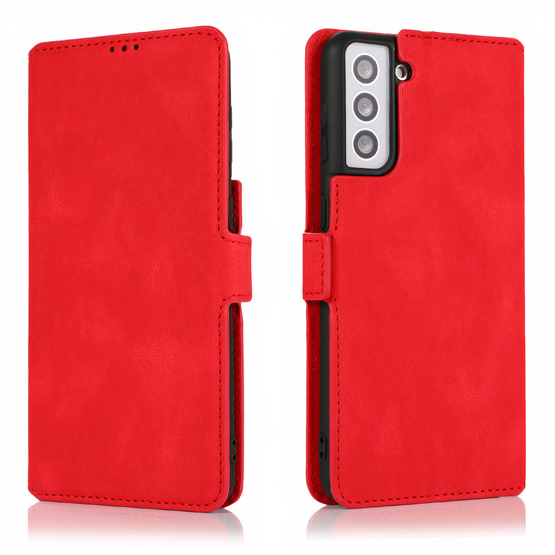 Étui à rabat classique en similicuir avec porte-cartes pour Samsung Galaxy S Coque Galaxy S Paprikase Rouge Galaxy S21 Ultra 